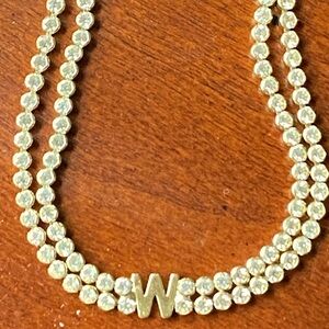BaubleBar gold “M” or “W” bling bracelet